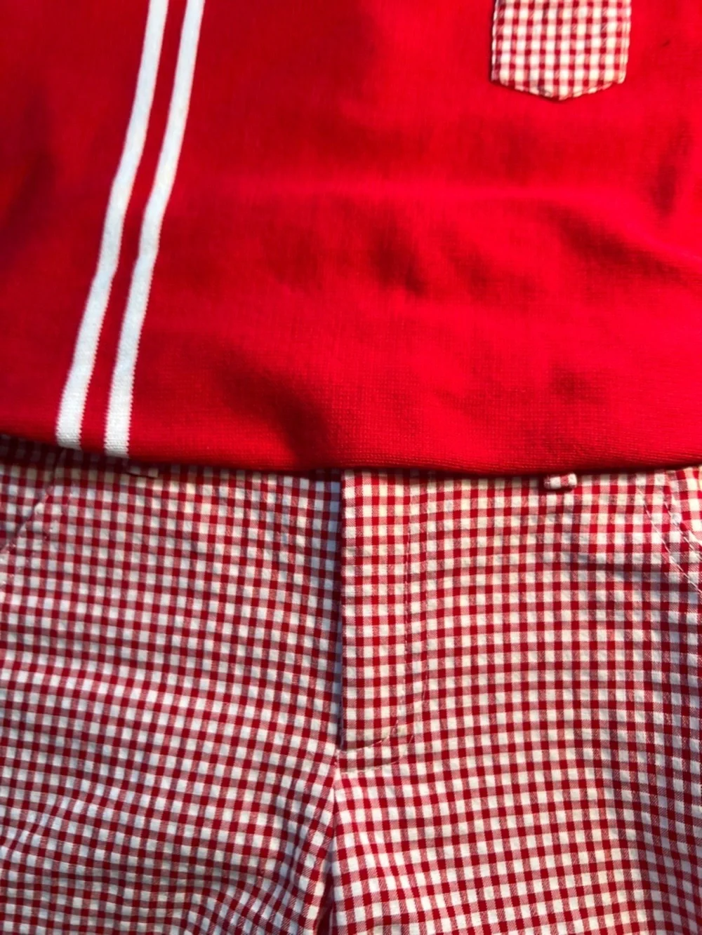Sarah Louise Boys Red Gingham Polo - Short Sleeve Top & Shorts 18M​
